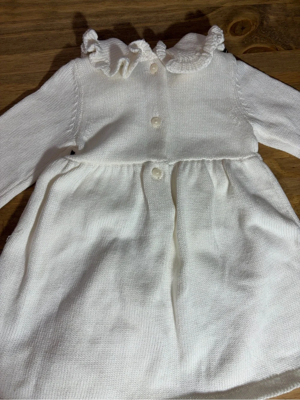 Carter's Cream Knit Ruffle Collar Dress with Matching Bloomer